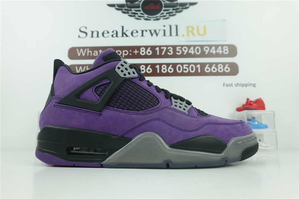 Travis Scott x Air Jordan 4 Purple (with transparency sole)