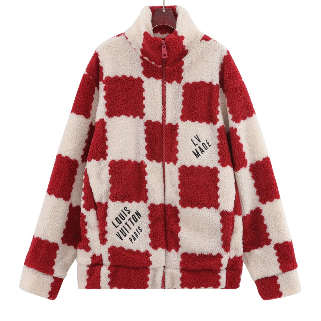 LV Nigo White Red Checkerboard Style