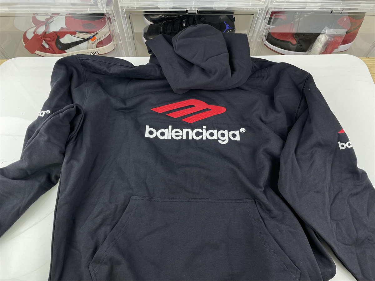 Ba*len*cia*ga big red m logo black hoodie