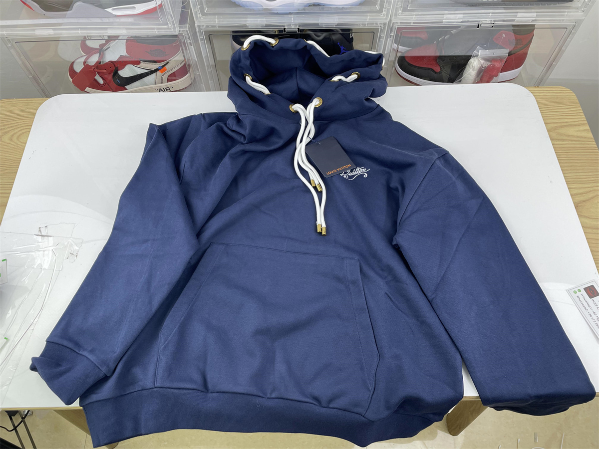 Blue LV Hoodie with String LOGO