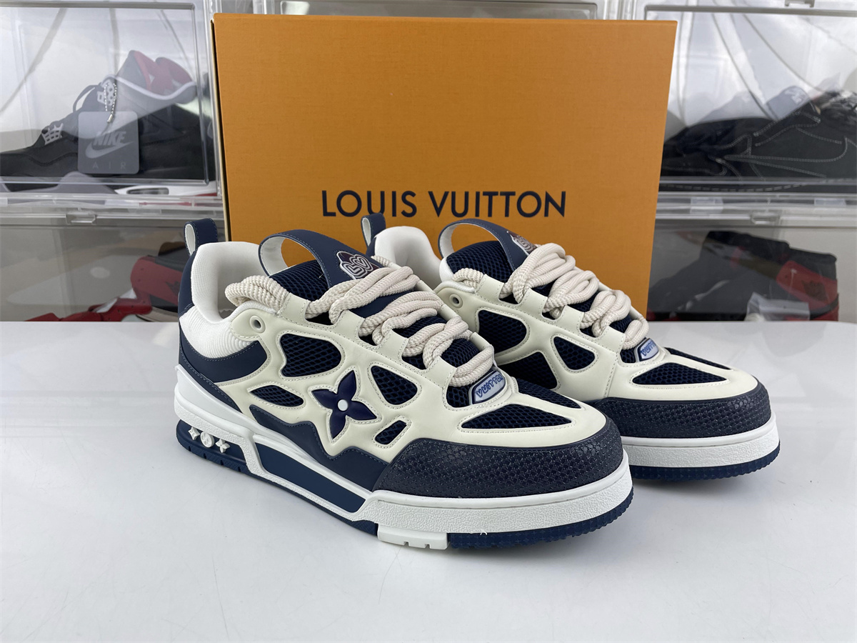 Louis Vuitton LV trainer Dark Blue Four Leaf Clover