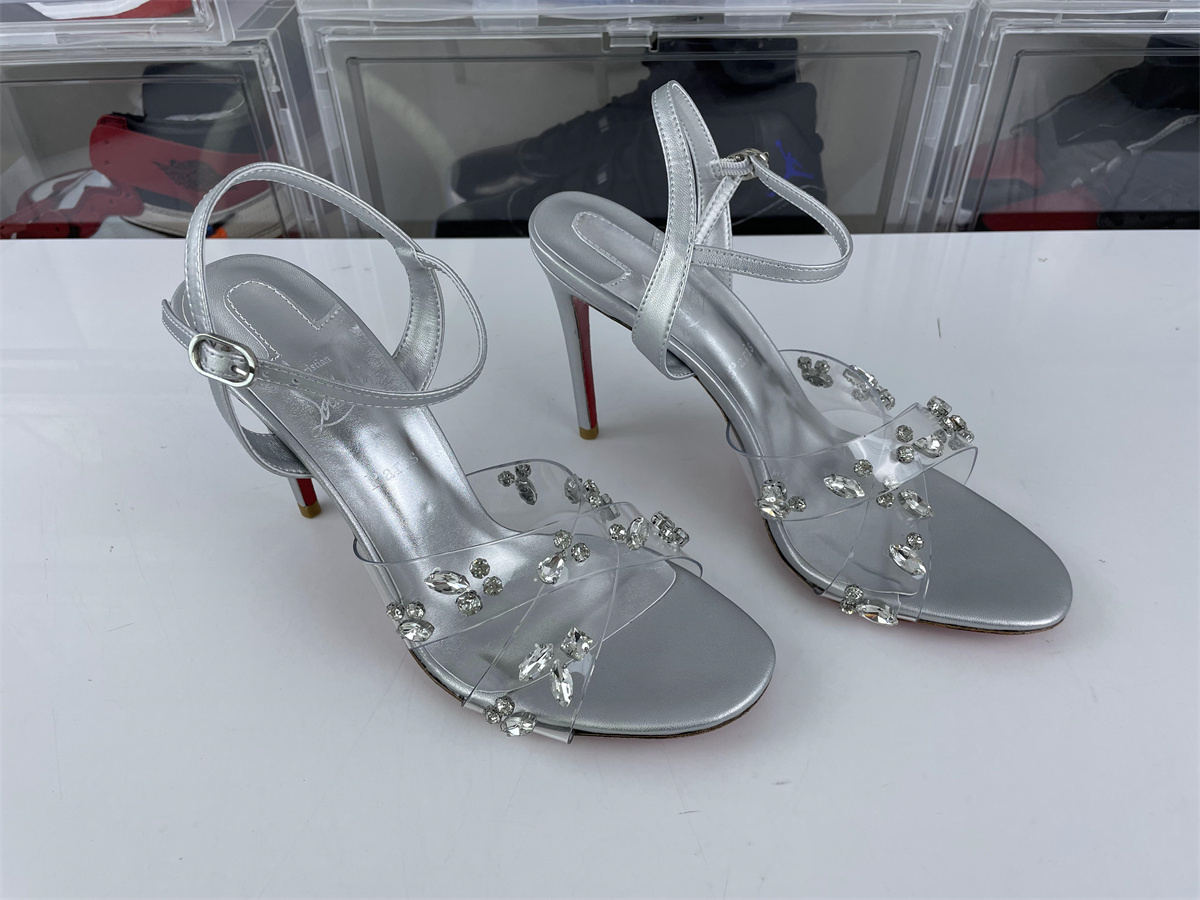 Christian Louboutin CL high heel Silver Crystal with red bottom