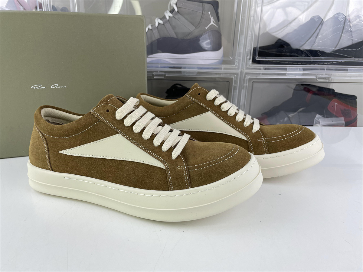 Rick Owens Tan White Suede shoes
