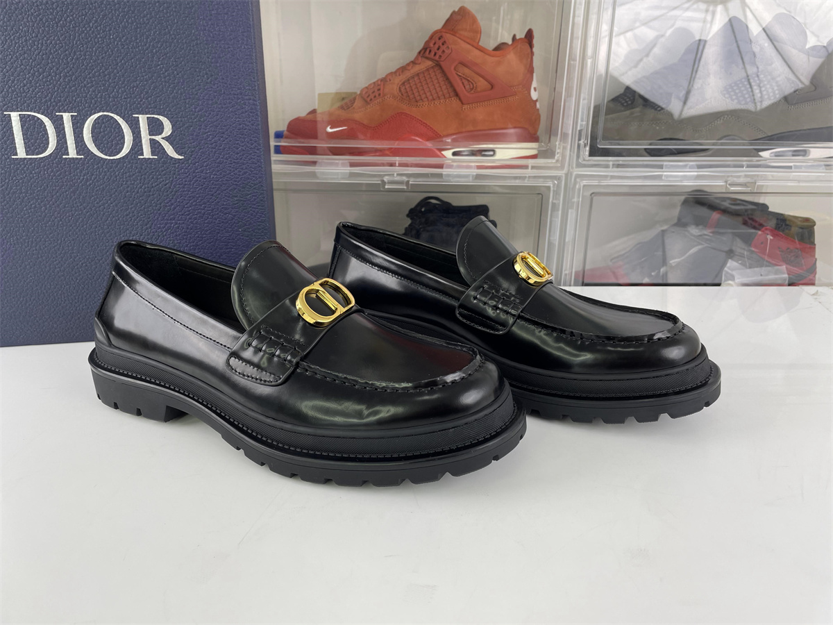 DIOR Black Dressing shoes with GOLD Metal LOGO