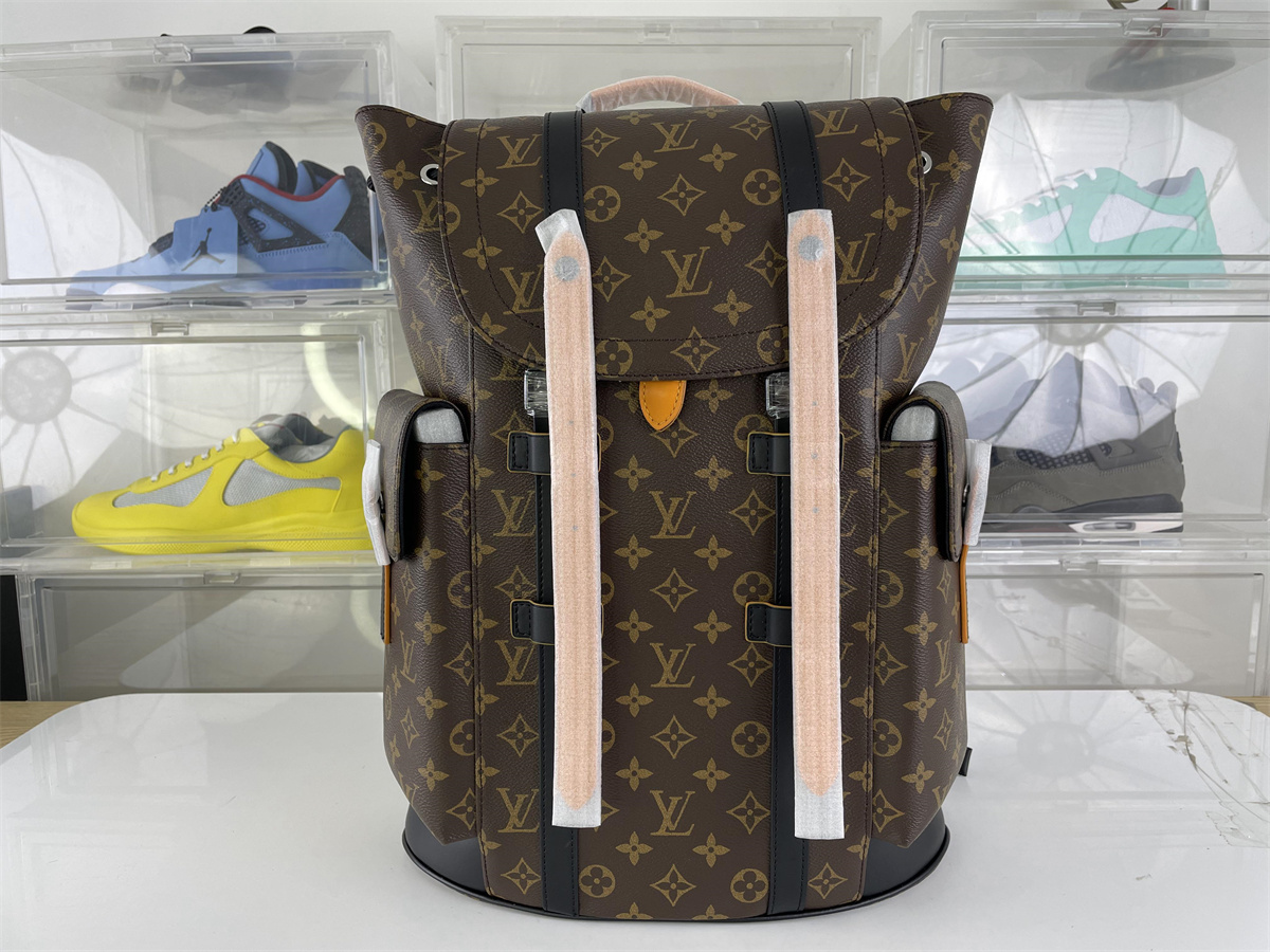 LV Louis Vuitton Christpher Colormania series Brown Orange Backpack, (44 x 38x 12.5cm)