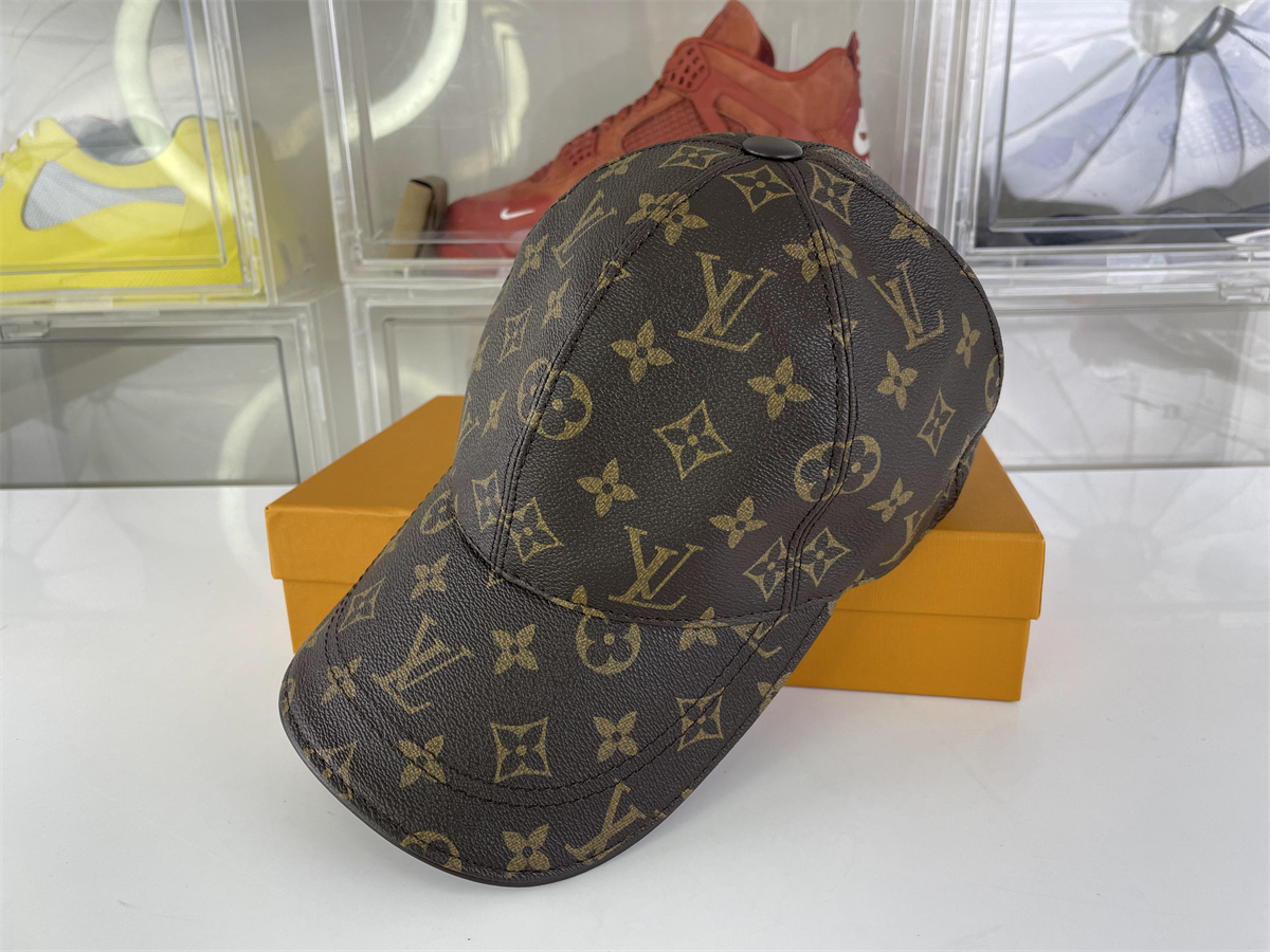 LV Louis Vuitton Brown Leather Cap