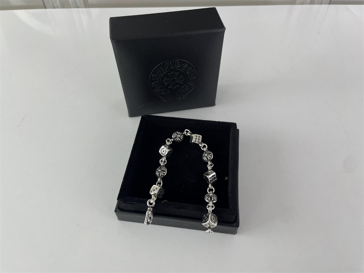 Chrome Heart Male Bracelet with dice Chroming workingcrafts, (17 or 19cm)