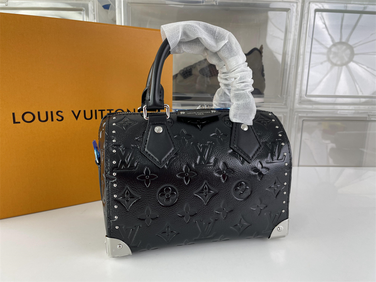 LV Louis Vuitton Black Speedy Trunk 20 handle bag, ( 20.5 x 13.5 x 11cm)
