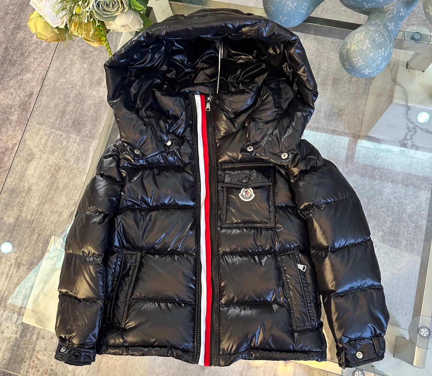 Moncler Infant Black coat for kids, (110-160cm)