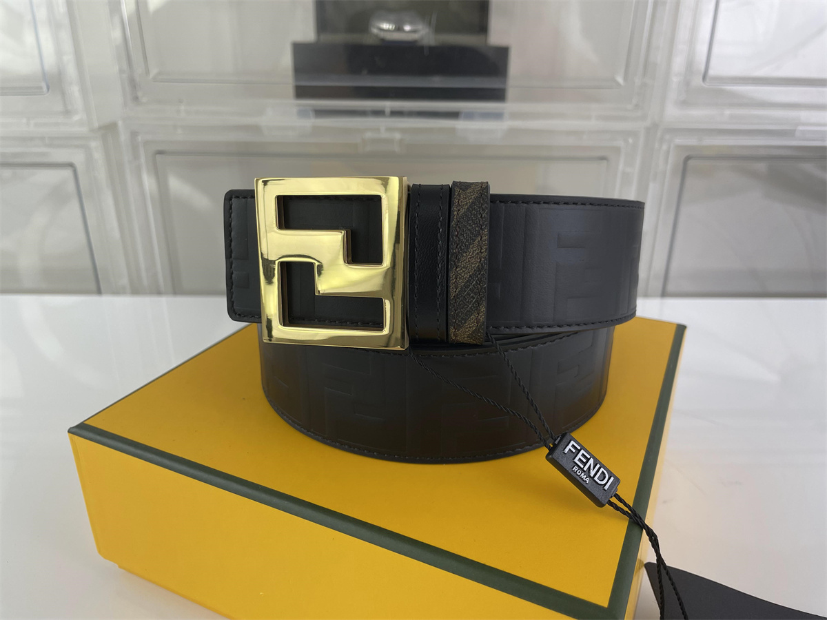 Fendi Boutique Style Male belt Black brown, 4cm width, (100-125cm)