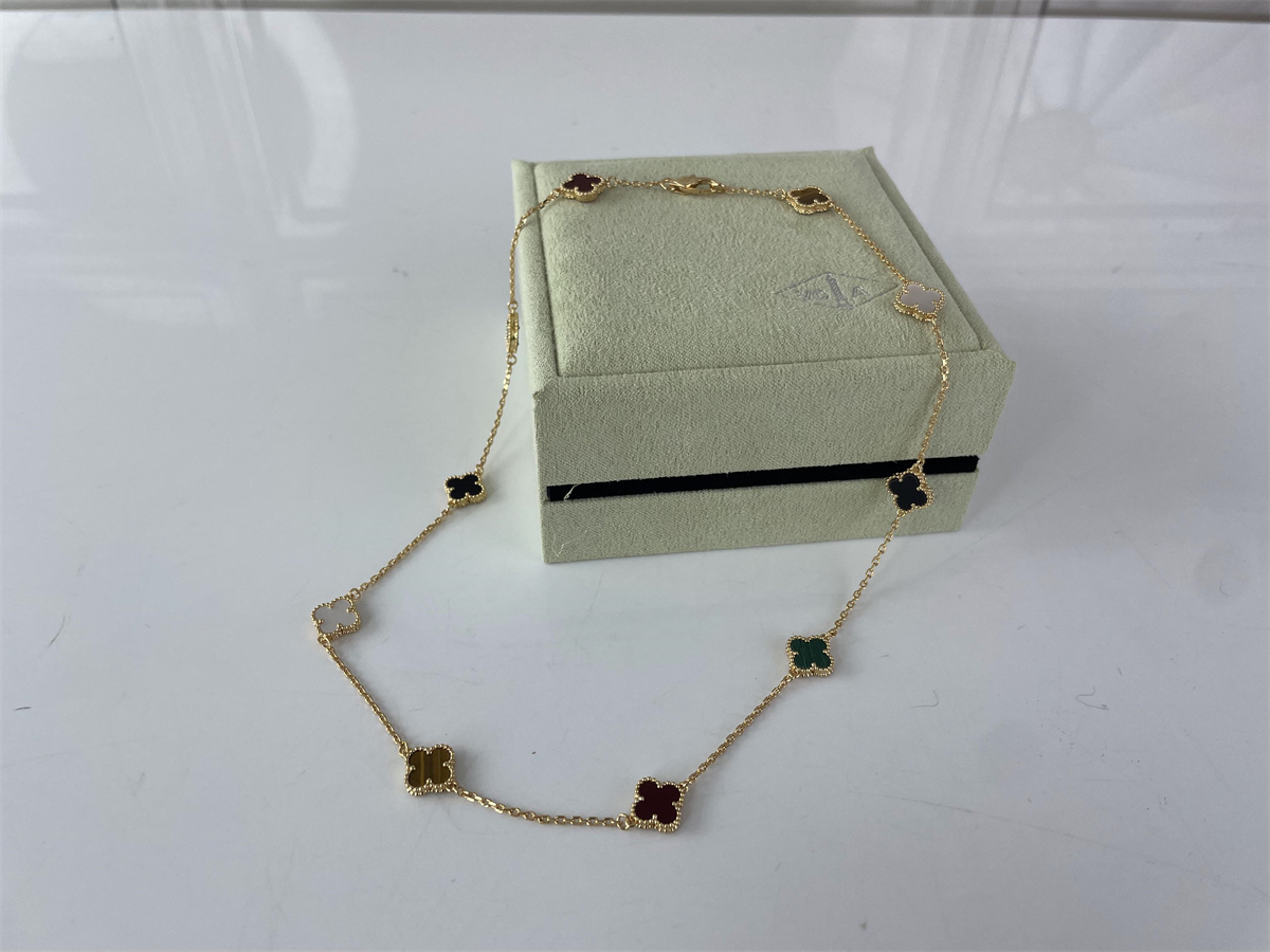 Van Cleaf 10 leafs 5 colors necklace chain, 44cm