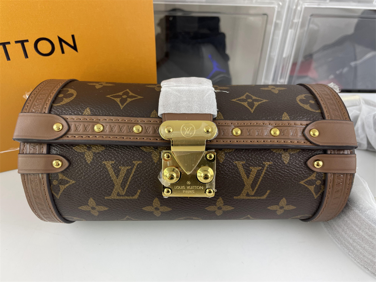 LV llon Trunk round bucket bag, (19 x 9 x 9 cm)