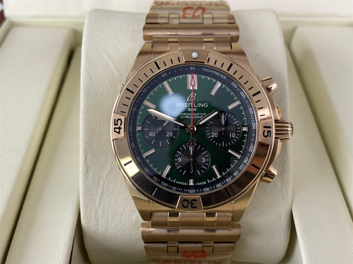 Breitling Rose Gold Green Dial Plate Machine watch, (41mm)