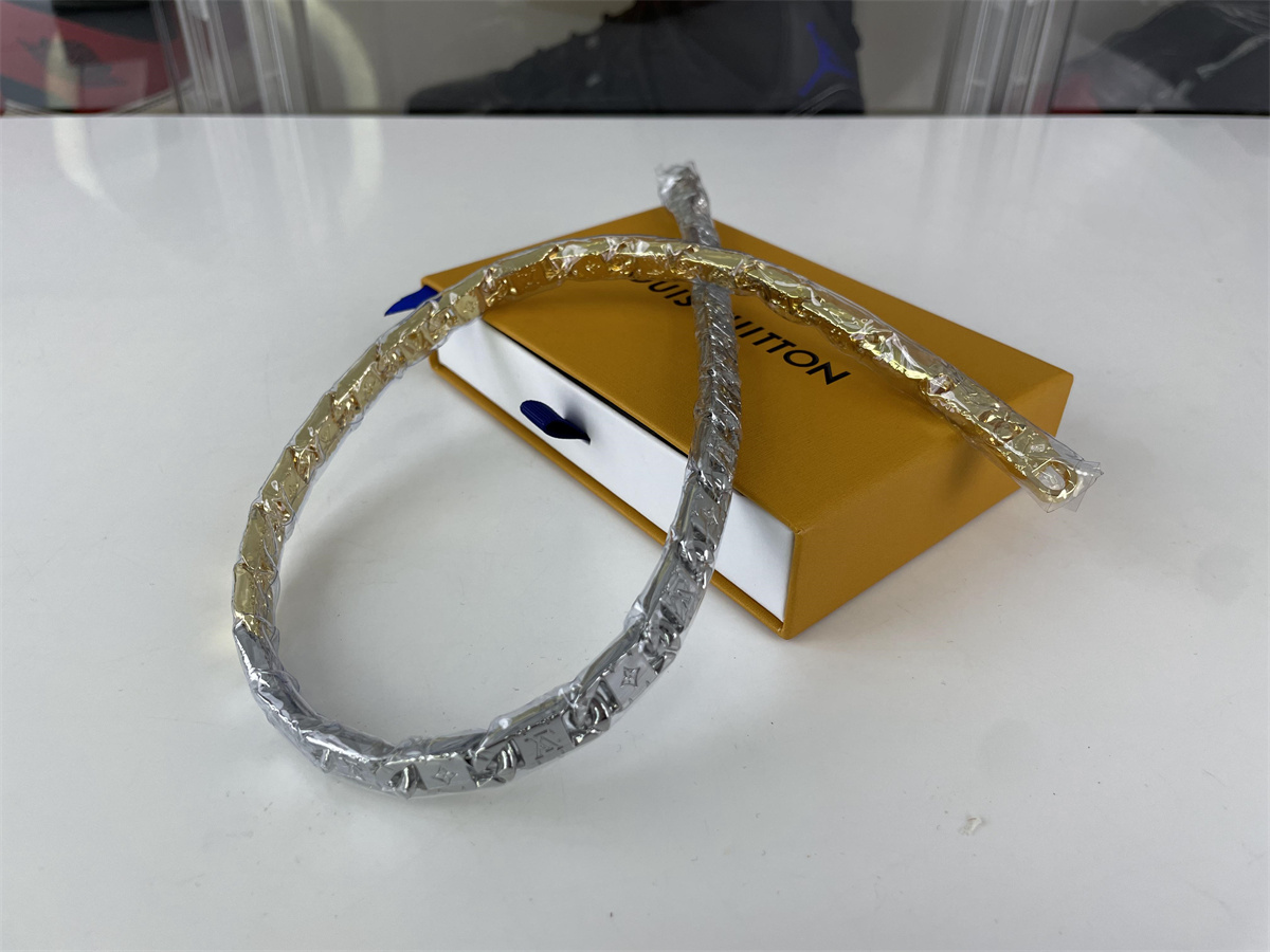 LV mens Monogram Tied U Gold Silver color Necklaces, 55cm