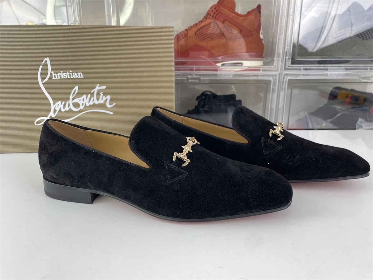 CL man's Black Suede dressing shoe with Red Bottom