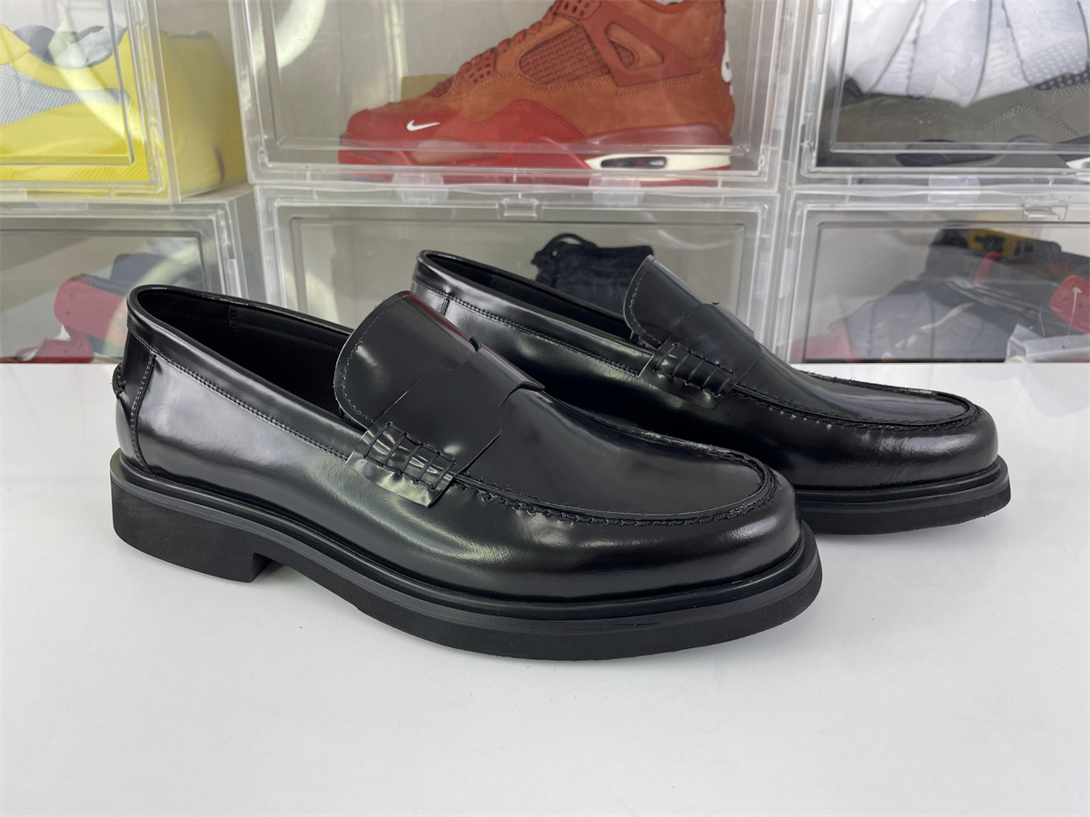 H Brand Black Mocassins Hand made Male Dressing shoes