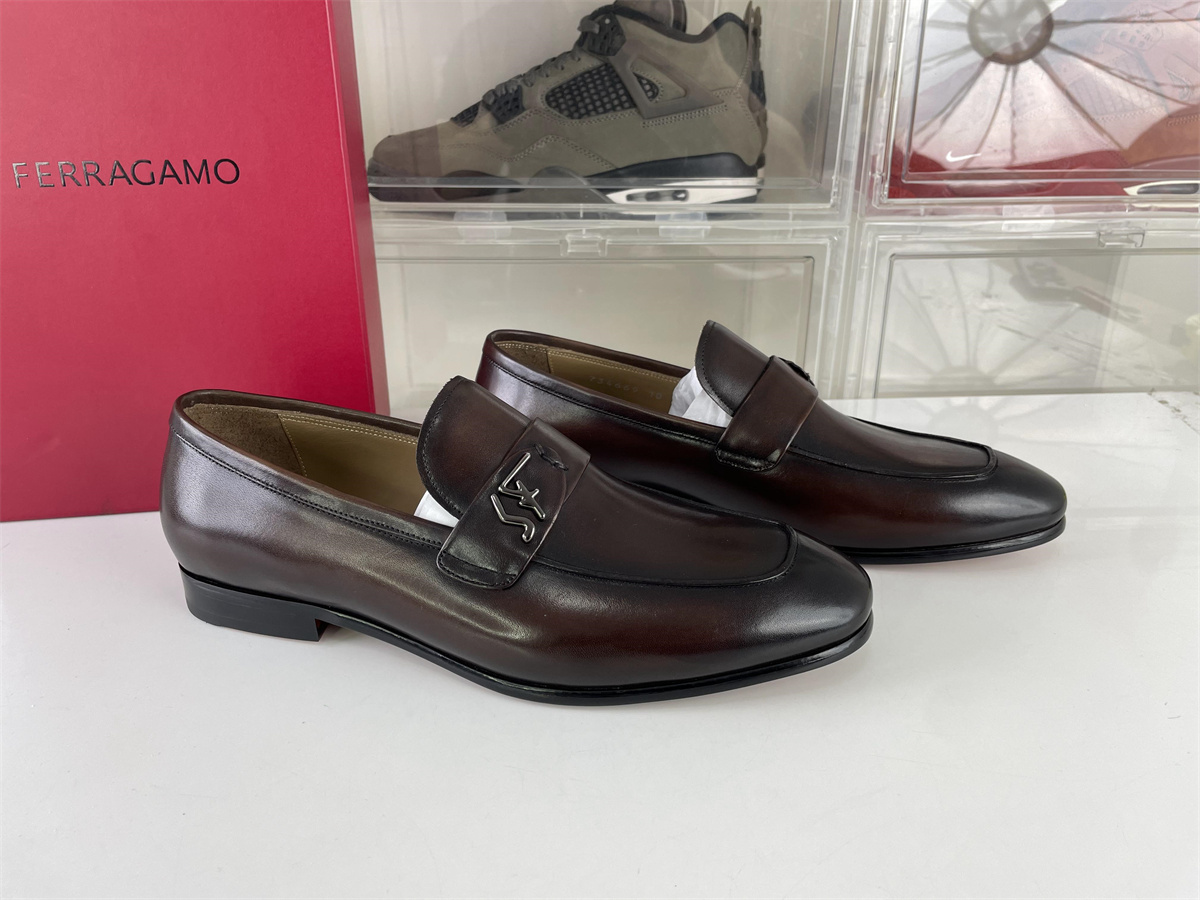 Ferragamo Salvatore Fer Dark Brown color Loafer Dressing shoes, (EU 38-46)