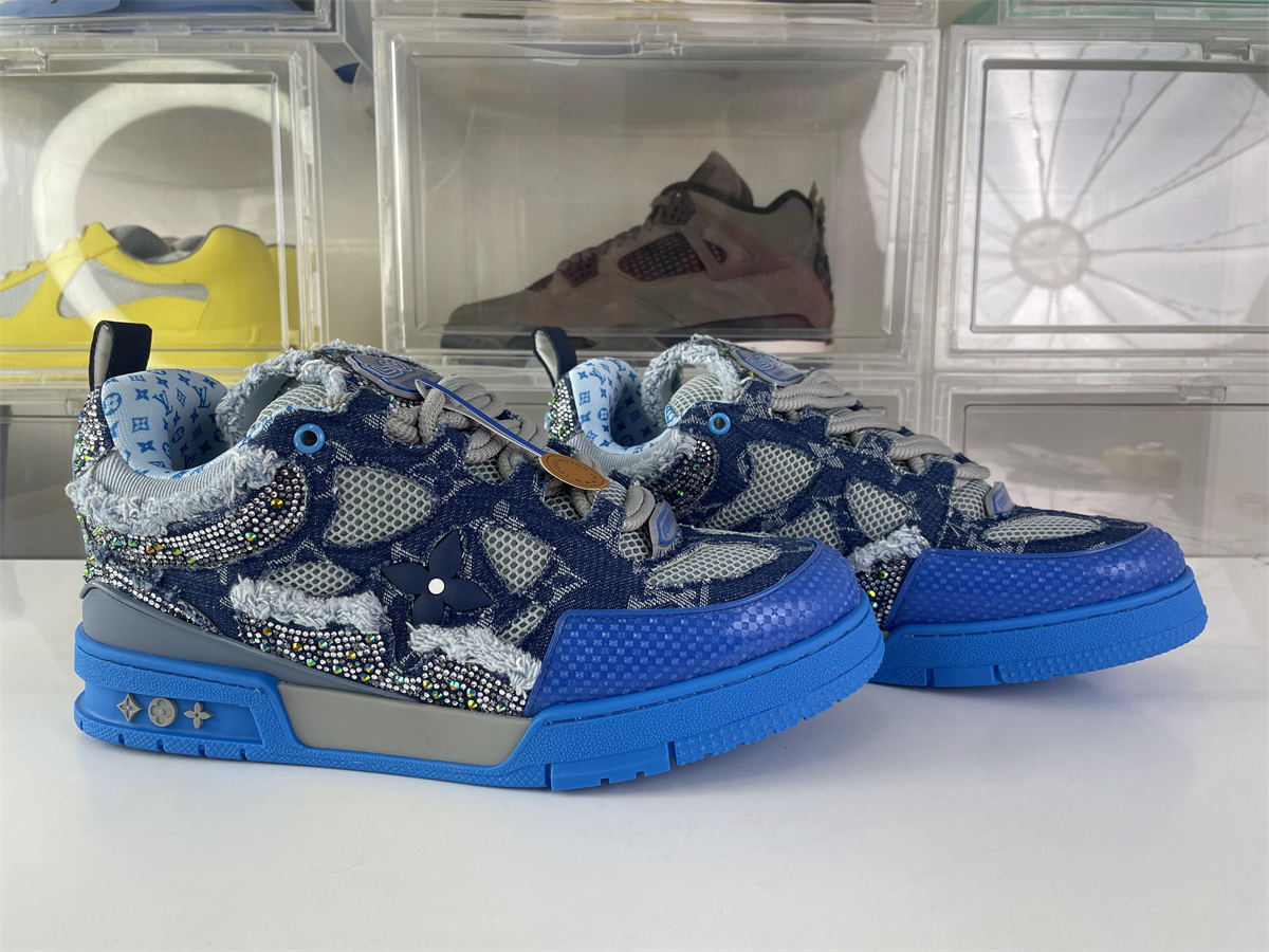 LV Blue Jeans Rhinestone #54 Skate shoes
