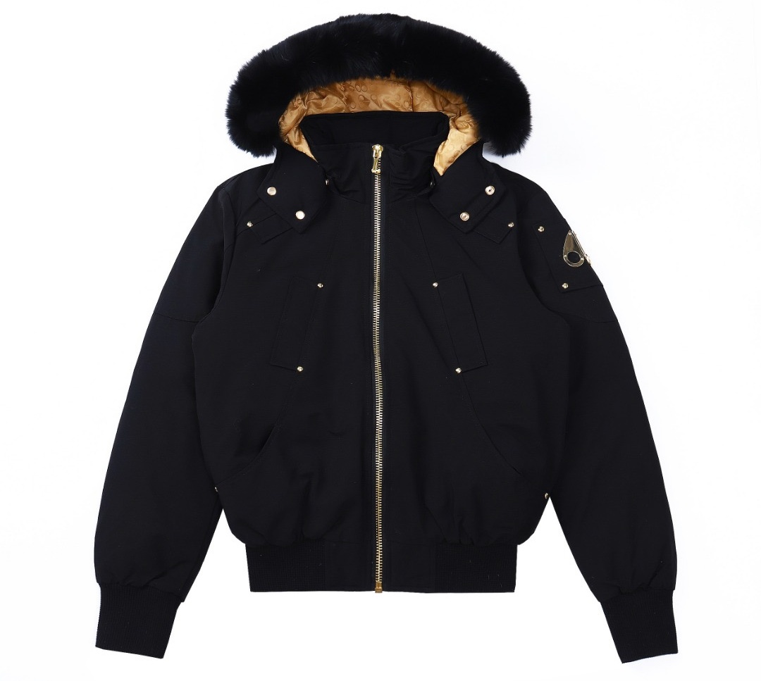 Moose Knuckles Winter Coat Black Gold LOGO converse surface, (XS-3XL)