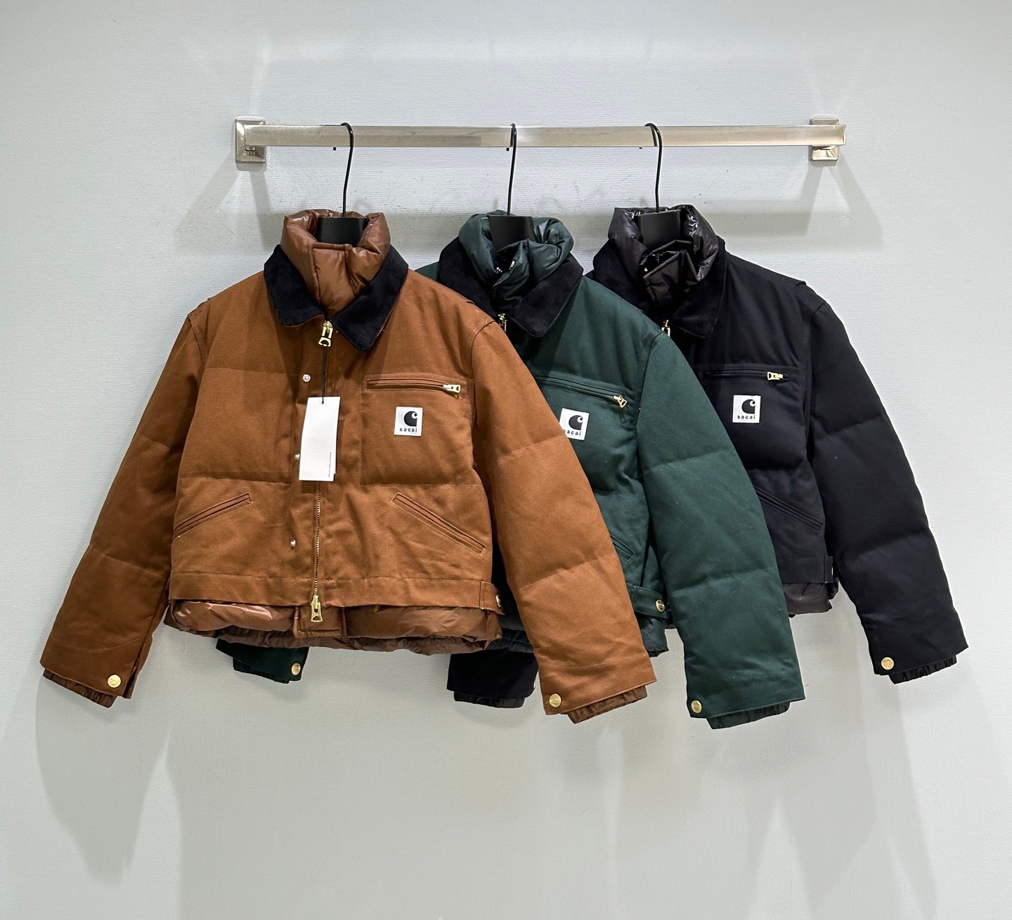 Sacai Winter Coat, Black or Tan or Green color, (S-L, fits 2 sizes larger)