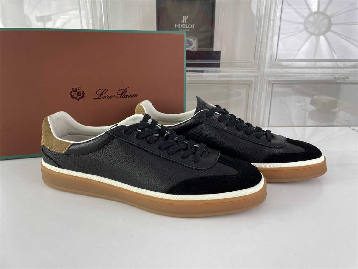 Loro Piana Black leather with suede male dressing shoes