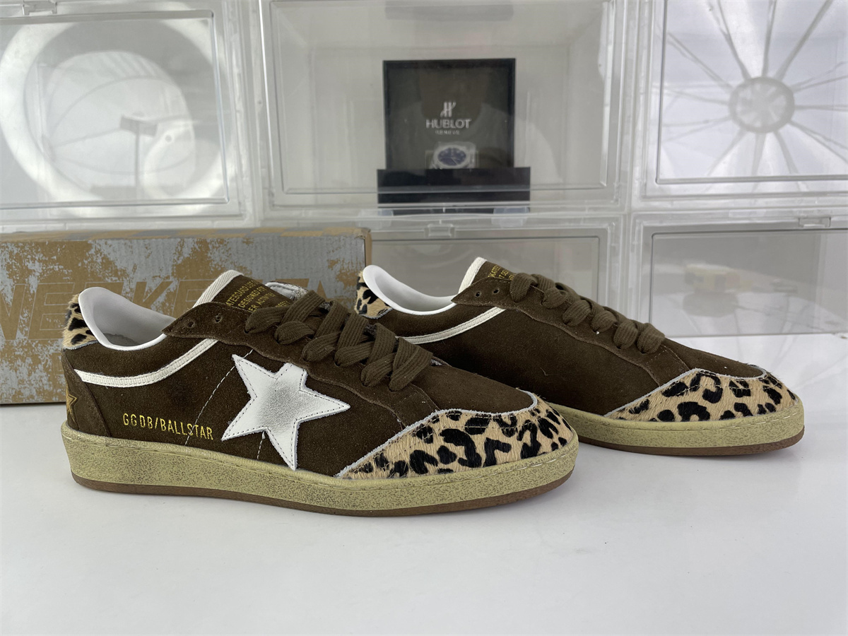 GOLDEN GOOSE Ballstar Brown color with Leapard fur low sneaker, (EU35-45)