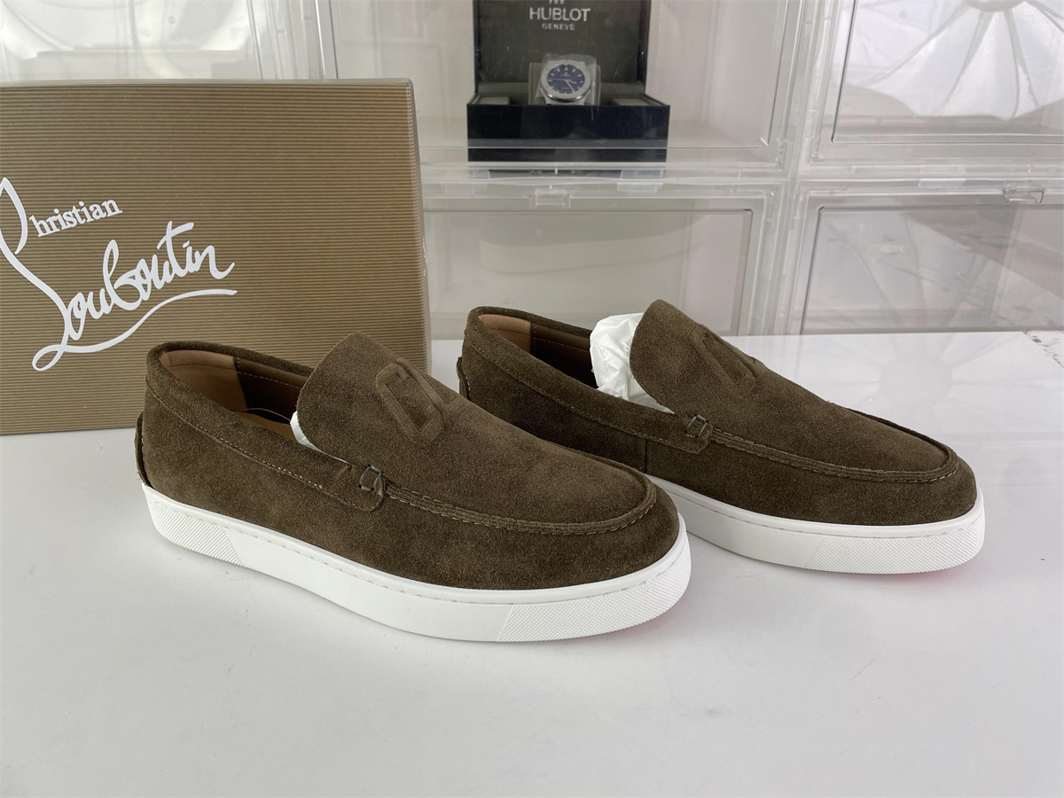 CL Christian Louboutin Brown Suede Red bottom casual shoes, (EU38-46)