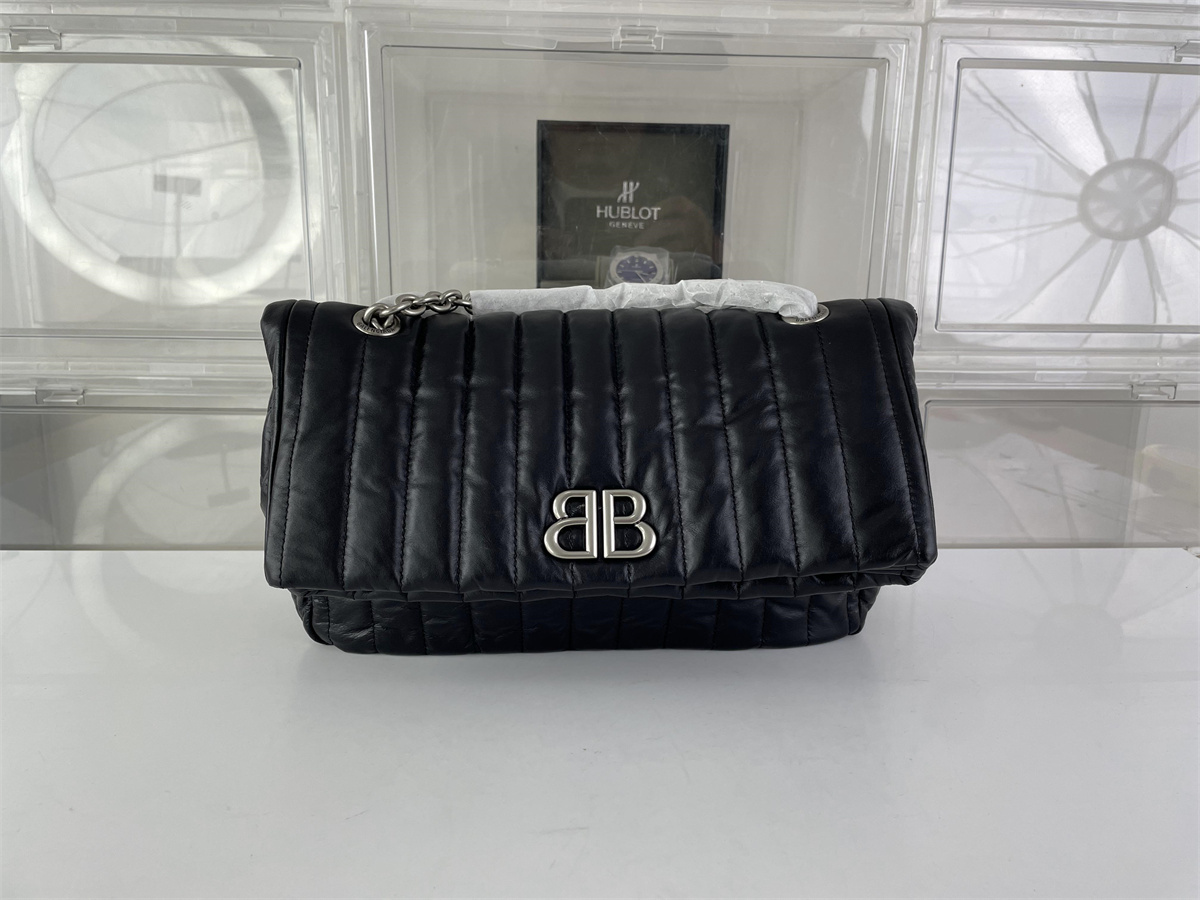 Balenciaga Monaco Black Silver Bag, (32.5 x 22 x 9.9 cm)