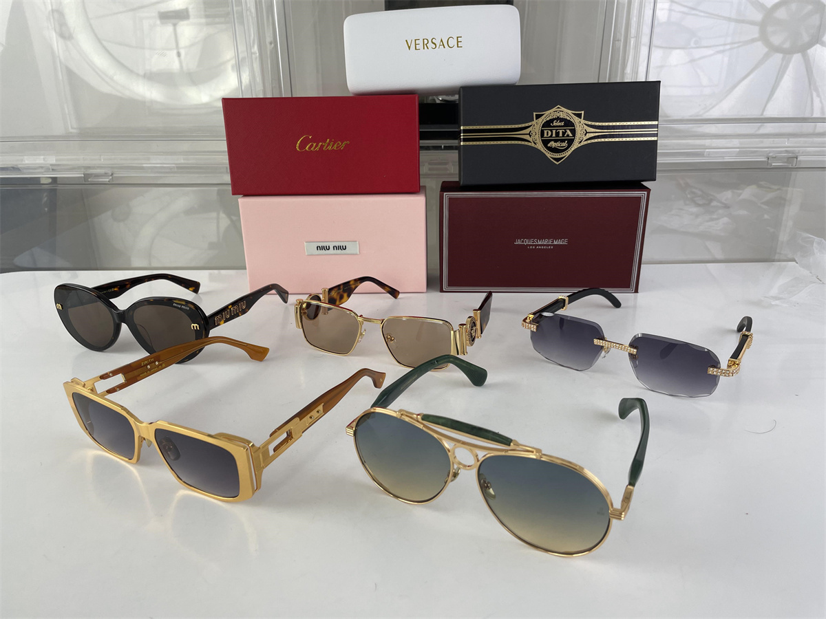 JACQUESMARIE MAGE Dark Green Gold Sunglasses