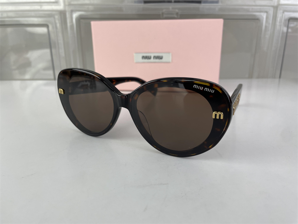 miu miu lady's Black Brown round glass sunglasses