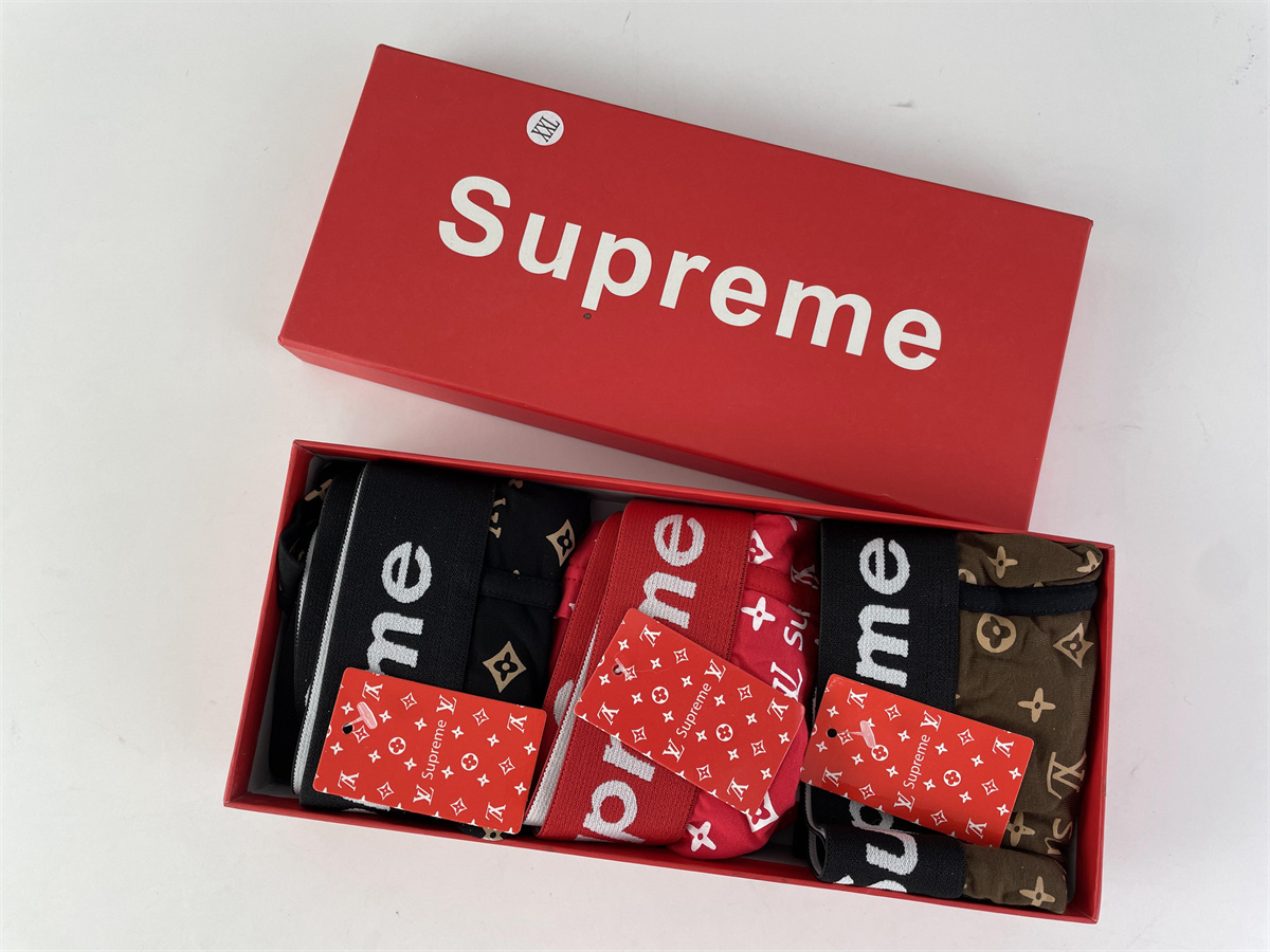 Supreme x LV Louis Vuitton Male Underwear 3 for a box, (S-XXL)