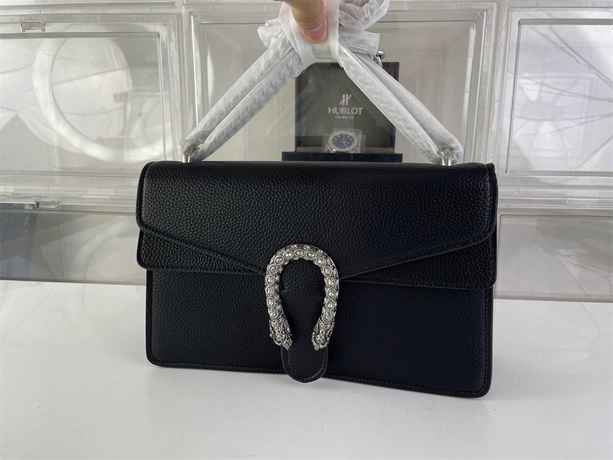 GUCCI Dionysus Black leather Lady's handling bag, (28 x 18 x 9 cm)