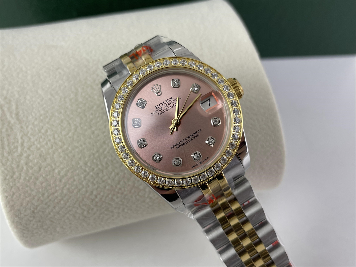 Rolex Ladies DateJust Pink Automachine watch with zircon stone, 31mm