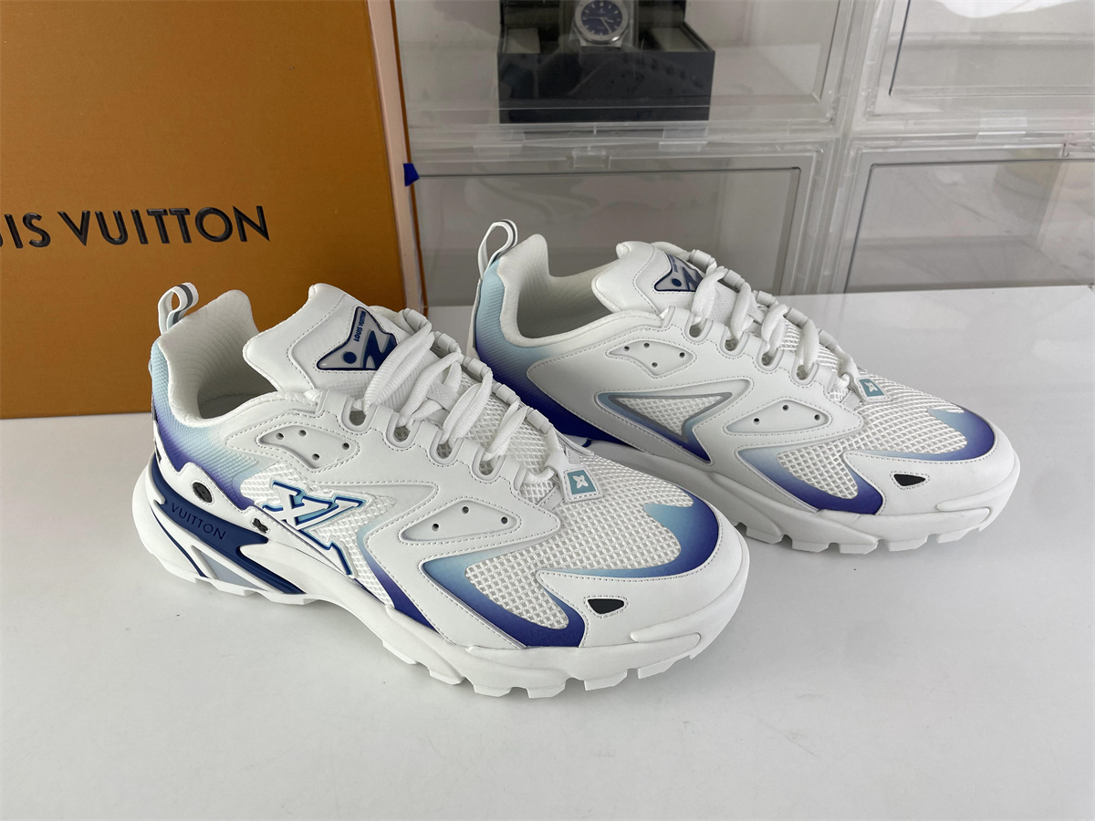 LV Louis Vuitton White Blue TIME OUT Sneaker, (EU36-46)