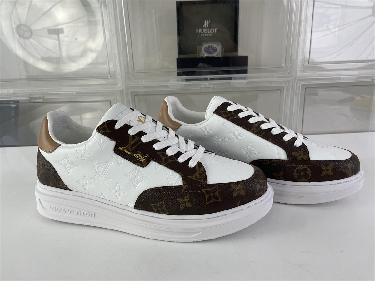 LV Louis Vuitton Beverly Hills White Brown color Monogram marks shoes, (EU38-46)