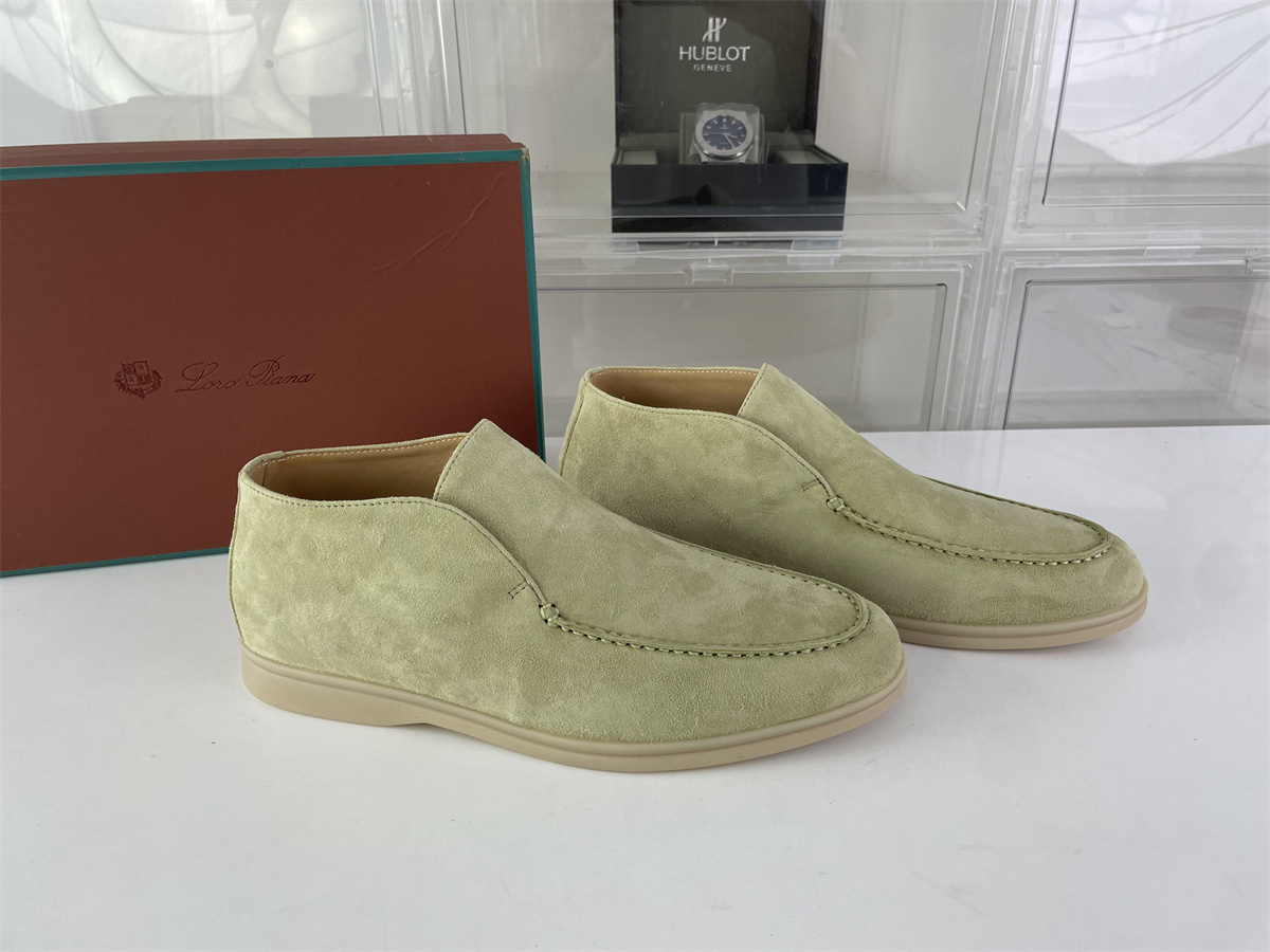 Loro piana Light Green Suede summer walk shoes