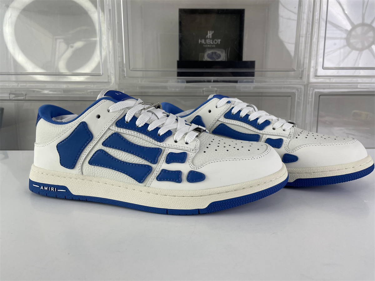 Amiri Skeleton Top Low Leather Sneakers White UNC