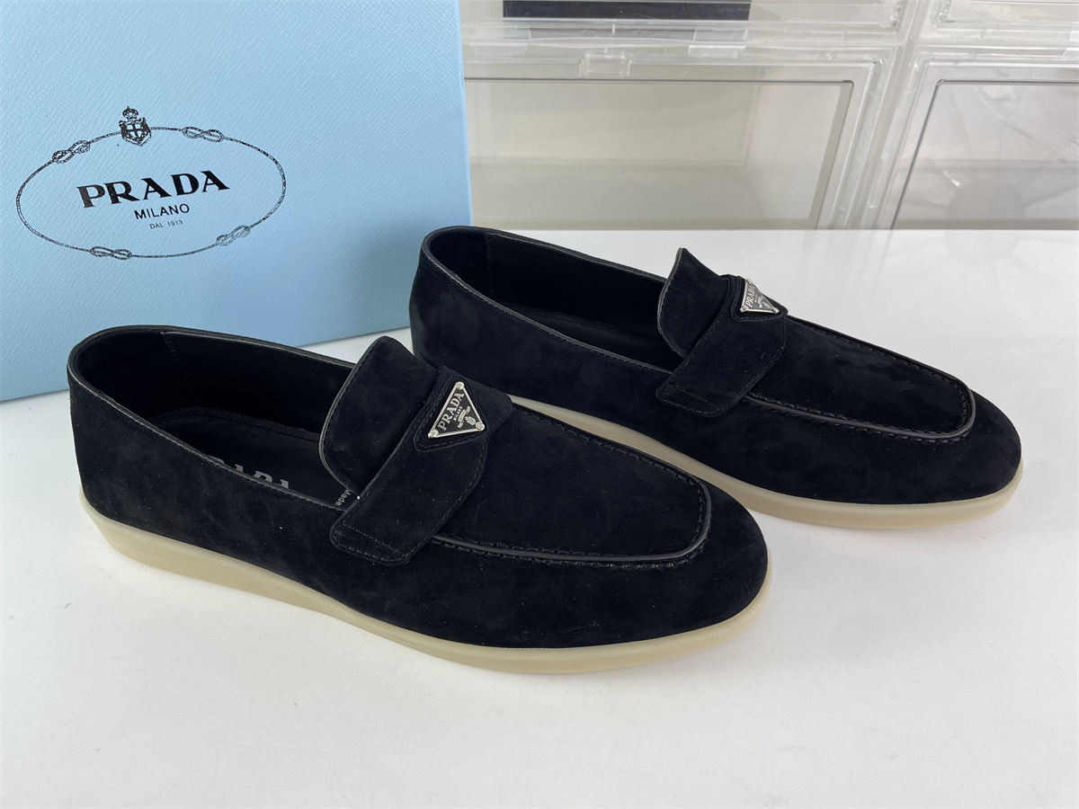 PRADA Black Suede Loafer shoes