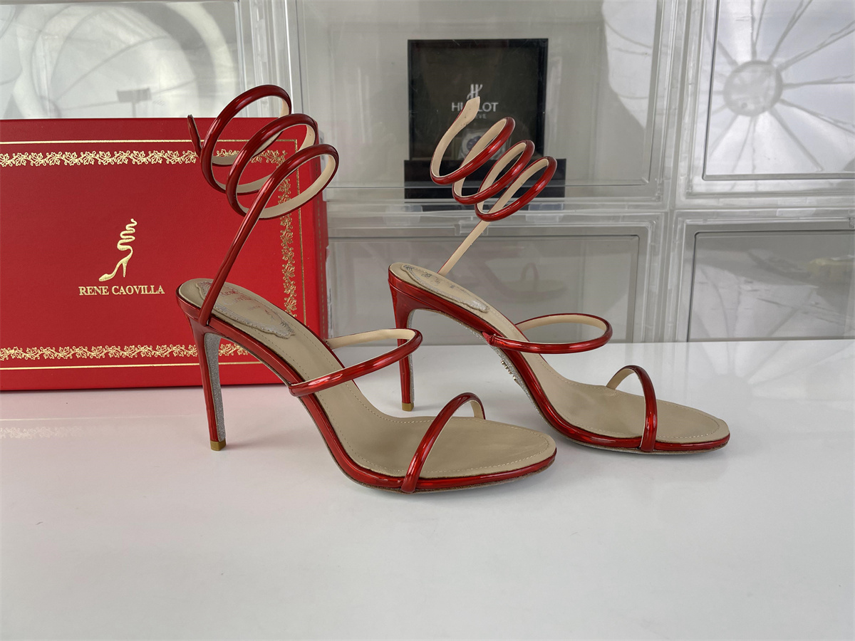 RENE CAOVILLA Red High heel with silver bottom sole