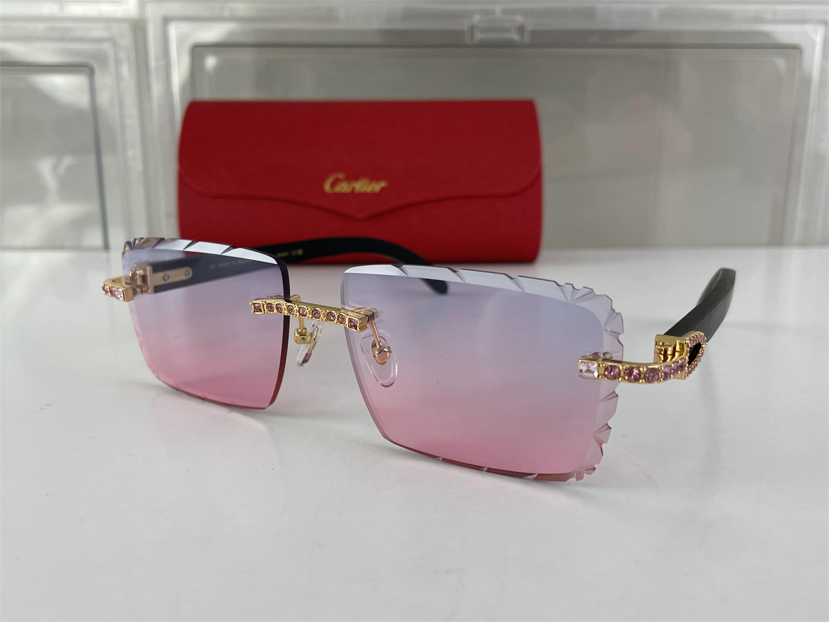 Cartier Pink Purple with zircon stones Sunglasses