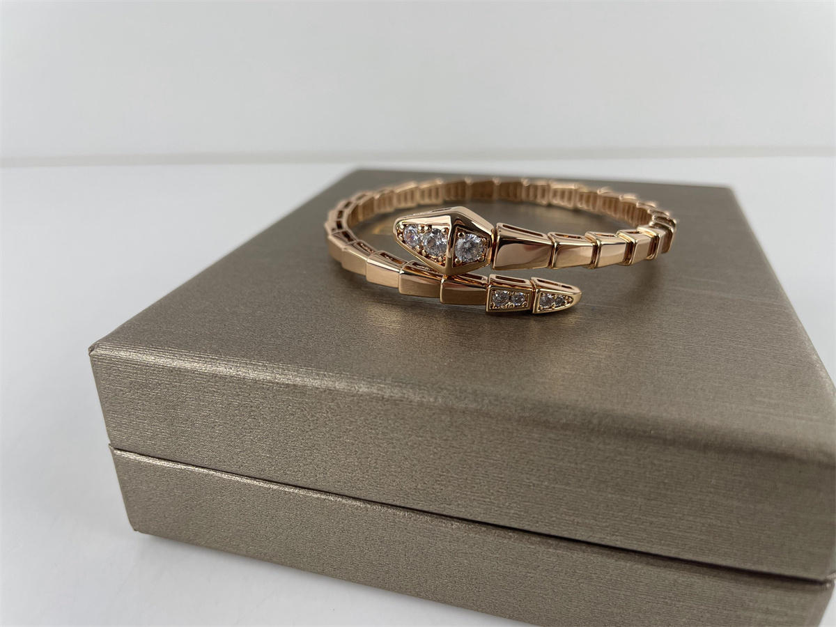 BALGARI Rose Gold Snake Style Bracelet with stones, (18-21cm)
