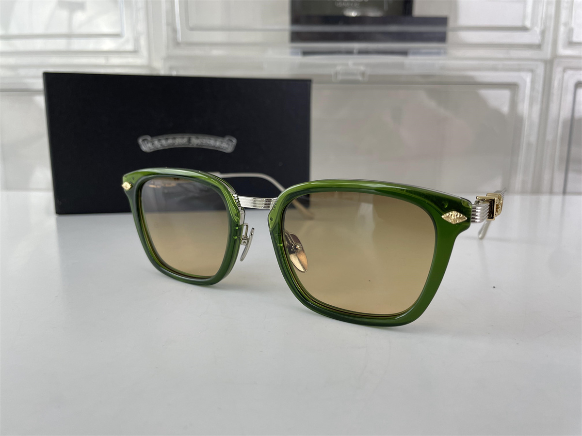 Chrome Heart Green Sunglasses with Blue Lazer