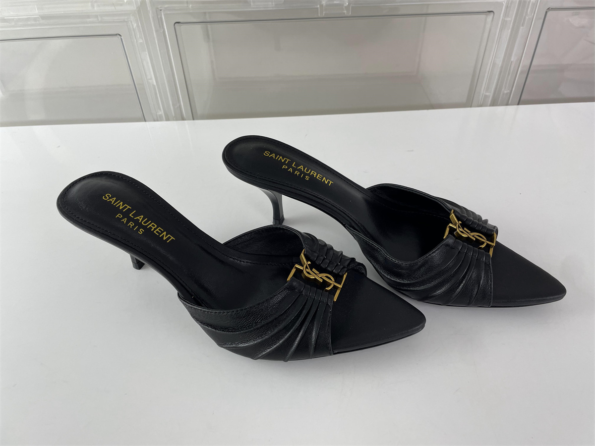 YSL Saint Laurent Lady's Black Sandle, (5cm heel height)