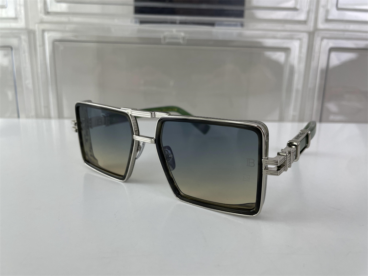 BALMAIN Metal Silver Green Purple Lazer Sunglasses