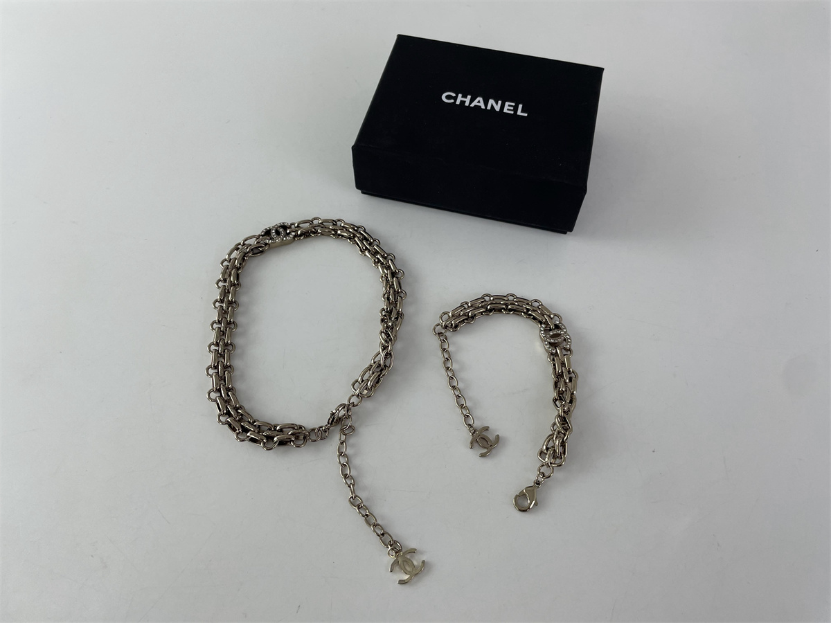 Chanel Rose Gold Necklaces & Bracelet for a set, (60cm & 22cm)