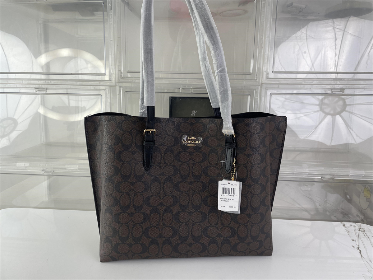 Coach Black Brown Mollie Tote Lady's Handling bag, ( 34 x 29 x 11 cm)