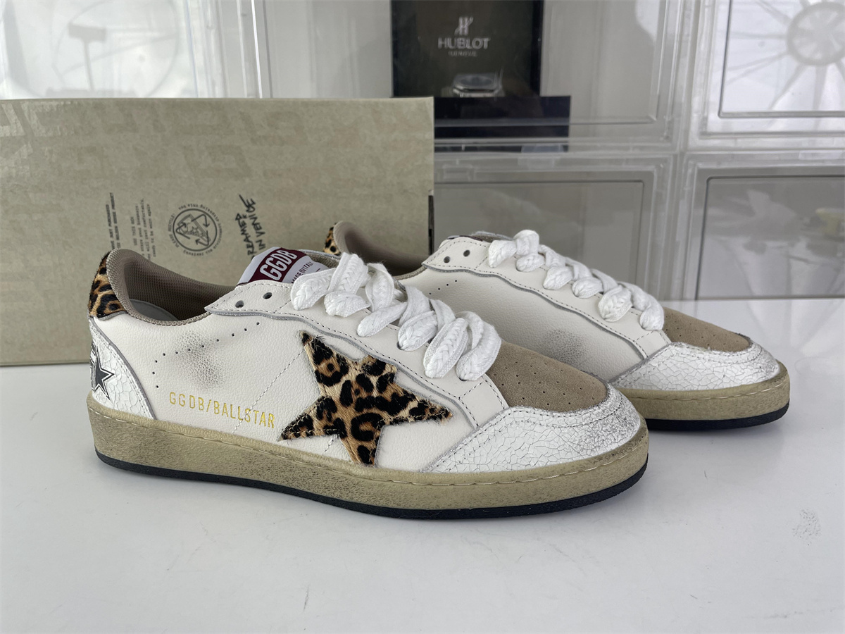 GOLDEN GOOSE Grey Leopard Mark Star Sneaker, (EU36-45)