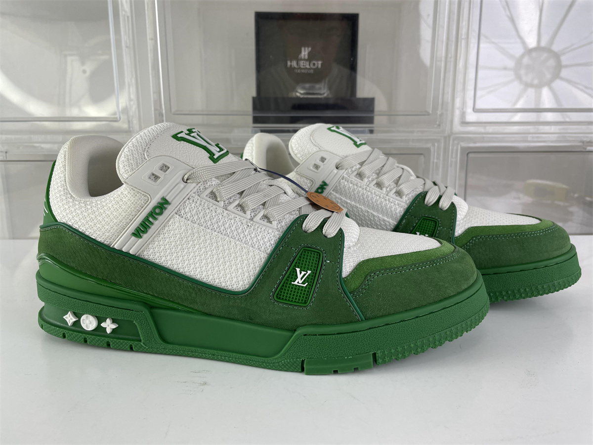 LV Louis Vuitton Green White Suede mesh Skate shoes, (EU 36-46)