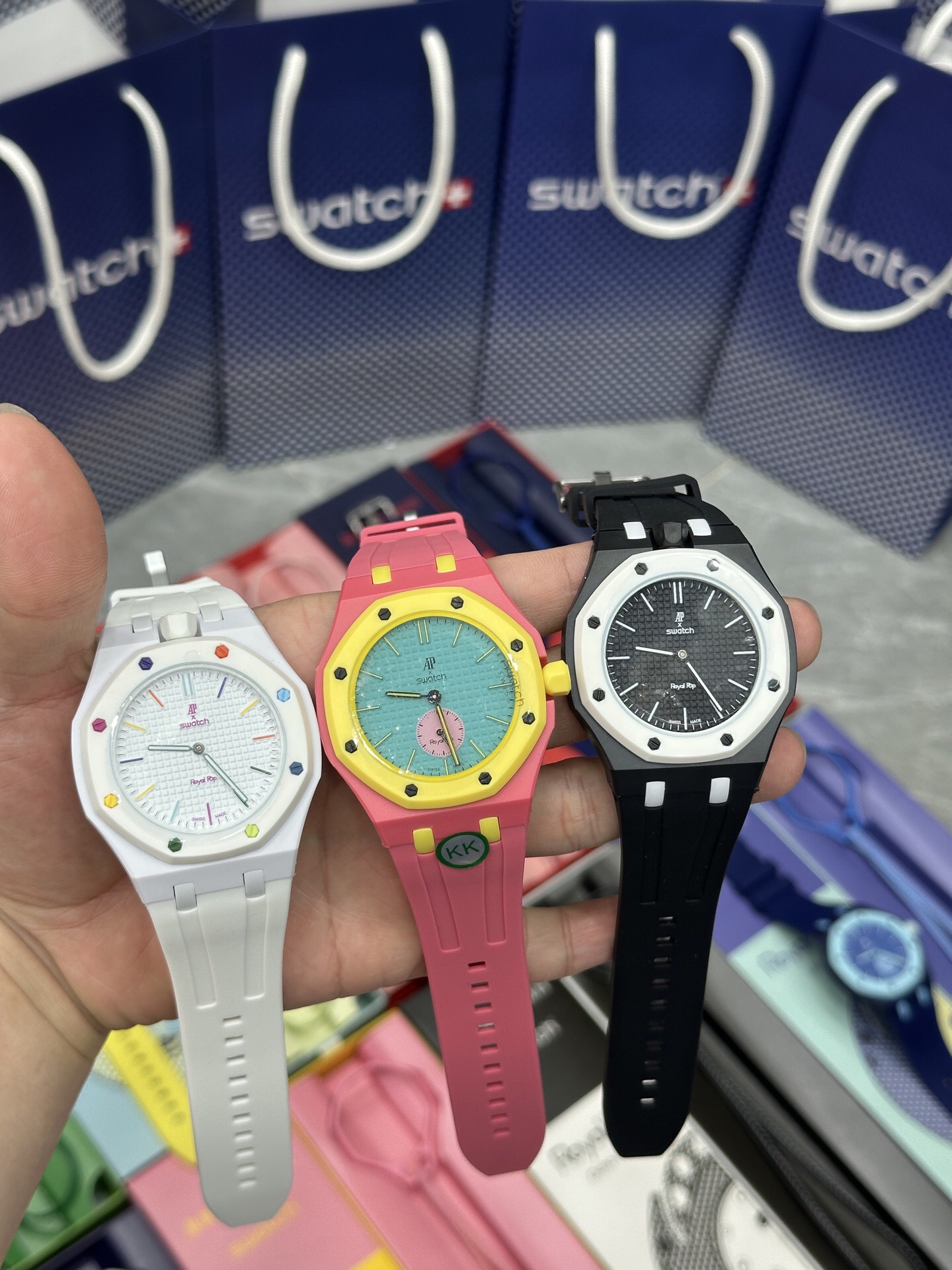 AP Swatch Royal Pop Biocerc Quartz watches with band