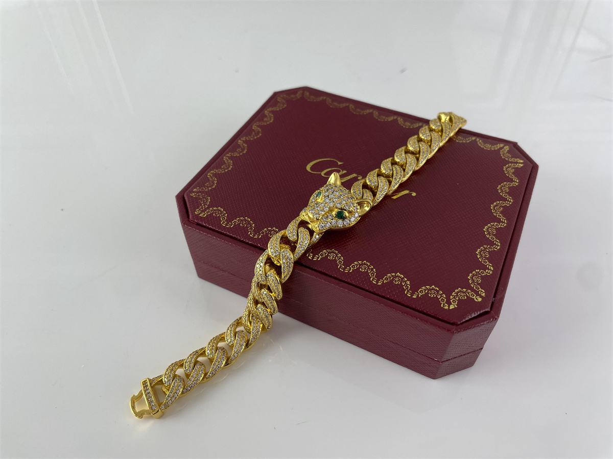 Cartier Leopard yellow gold zircon stone bracelet, 22cm